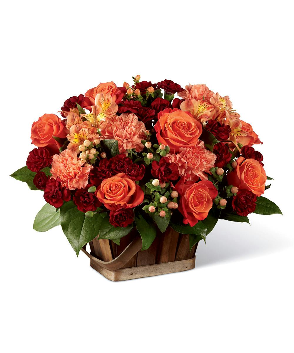 Abundant Harvest Fall Centerpiece With Roses | Flowers by Coley